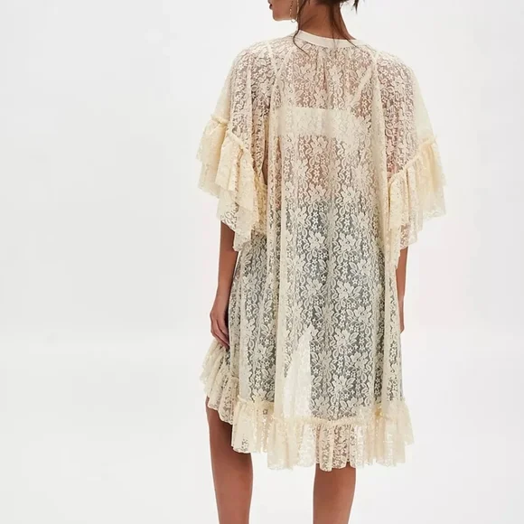 Free People Brielle Maxi Cream Lace Top - Picture 3 of 8